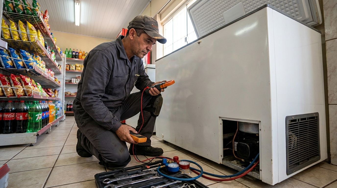 Reparo na placa eletrônica do freezer em Guarapari‑ES